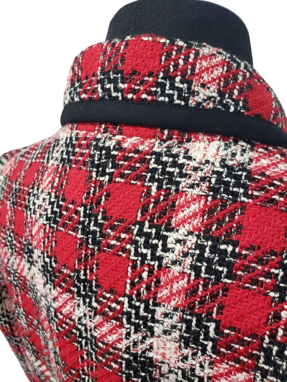 Veronica Beard Harriet Red Black Tweed Double Breasted Dickey Blazer Jacket 4 - Picture 12 of 16